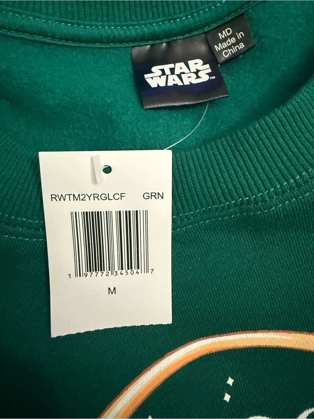 NWT Star Wars Mandalorian Grogu Graphic Crewneck Sweatshirt Green Baby Yoda M - Picture 3 of 5